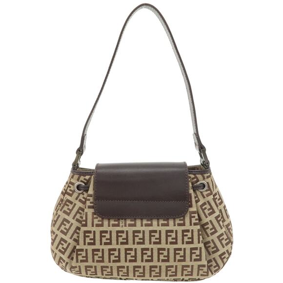 💎✨BEAUTIFUL✨💎Authentic FENDI Zucchino Canvas Leather Shoulder Bag - Picture 4 of 17